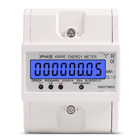 Compteur d'énergie intelligent triphasé électronique 4P 230/400V AC 3 phases 4 fils avec couvercle transparent Classe 1.0 pour rail DIN
