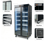 Refrigerador Exhibidor de Bebidas con 3 Puertas, Sin Escarcha, Doble Temperatura, Puerta de Vidrio, Marco Negro, Control Digital para Bar