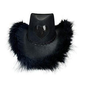 Nuevo Sombrero Vaquero del Oeste con Pelo Rosa para el Día de San Valentín, Sombrero Vaquero con Pelo Rosa en Forma de Corazón para Carnaval - Product Image 2