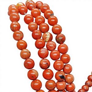 ลูกปัดหินแจสเปอร์สีแดงธรรมชาติขนาด 8 มม. สำหรับทำเครื่องประดับ ไม่ได้ย้อมสีแดง - Product Image 1