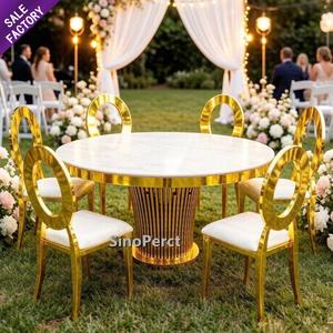Hotel Wedding Event Banquet Furniture Black Mirror Stainless Steel Party S Shape Dinning Dining Dinner <b>Table</b> and Chair - Product Image 1