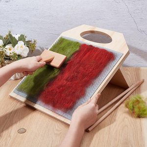 Soporte de madera para cepillo de peinar y mezcla de lana, para tablero de hilar fibra y hilo doméstico con soporte textil ajustable - Product Image 1
