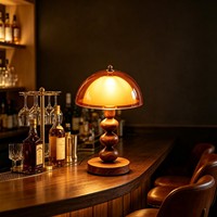 Lampe de table artistique et sophistiquée en bois style vintage, en forme de champignon, à trois couleurs, pour la protection des yeux, idéale pour la chambre à coucher, la table de chevet ou le salon.