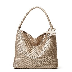 Sac fourre-tout tissé à la main pour femme, nouvelle texture, couleur champagne doré, sac à bandoulière - Product Image 5