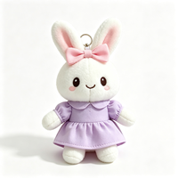 Sac fourre-tout quotidien portable en peluche Kawaii de haute qualité, sac à main en nylon OEM avec jouet en peluche personnalisé en forme de lapin