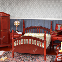 Maison de poupée iLAND, ensemble de meubles de chambre à coucher en bois Miniature, placard de lit, chaise à bascule, coiffeuse, Table de nuit
