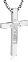 Collier Pendentif Croix de Rugby Sportif Unisexe en Acier Inoxydable Simple YYN avec Lettres Diamantées et Message Inspirant