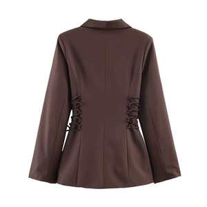 <span class=keywords><strong>Blazer</strong></span> élégant et polyvalent pour femmes en satin et dentelle à lacets - Product Image 2