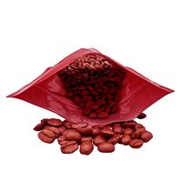 Herbruikbare, vochtbestendige, staande zak met venster voor koffiebonen en gedroogd fruit, van kunststof, aluminiumfolie en PE met ritssluiting.
