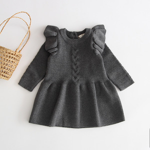 Abbigliamento autunno inverno bambino bambino bambino bambina vestito caldo a coste a maniche lunghe abiti a maglia principessa festa - Product Image 5