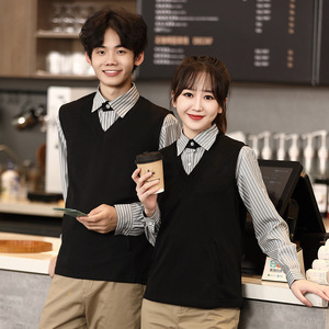 Camicia da AI-MICH cameriere autunno e inverno gilet di lana lavorato a maglia da donna con scollo a V e caffè occidentale tuta da <span class=keywords><strong>ristorazione</strong></span> - Product Image 2