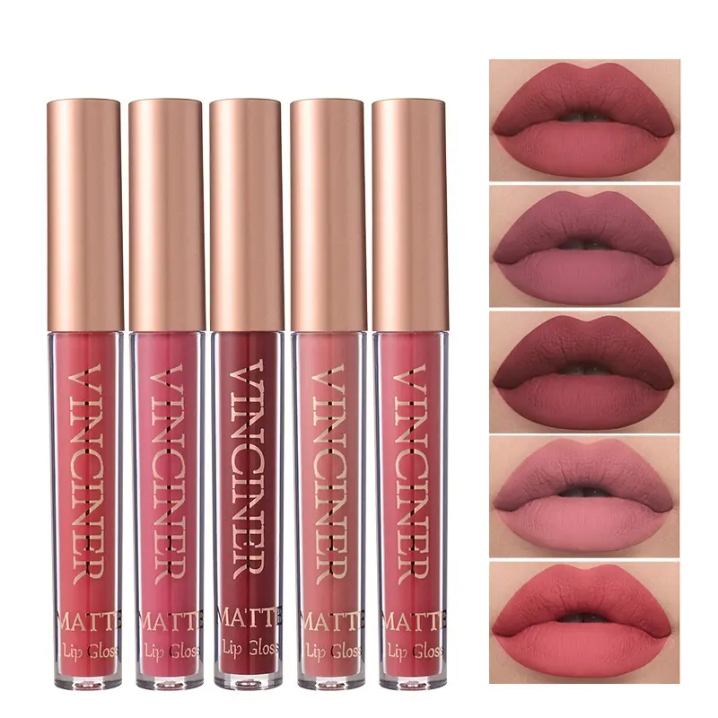 Wholesale Non Sticky Lip Makeup Waterproof Red Velvet Tube Lipstick 12 Colors Matte Liquid Lipgloss Long-lasting Lipstick