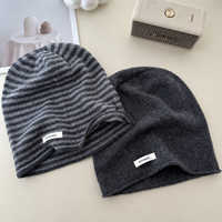 Bonnet en tricot ample doublé polaire rayé, chaud et décontracté pour l'hiver, idéal pour les trajets quotidiens et les activités de plein air