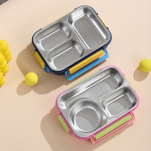 Funny Cute Kids Leak-Proof Microwavable Multifunctional Portable Bento <b>Box</b> Cartoon Pattern 3-Grid Food Grade Stainless <b>Lunch</b> <b>Box</b> - Product Image 5