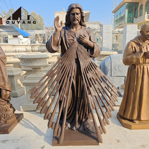 Statue religieuse en bronze coulée à la main sur mesure, sculpture antique de Jésus tenant des enfants pour projet de paysagisme d'église - Product Image 2