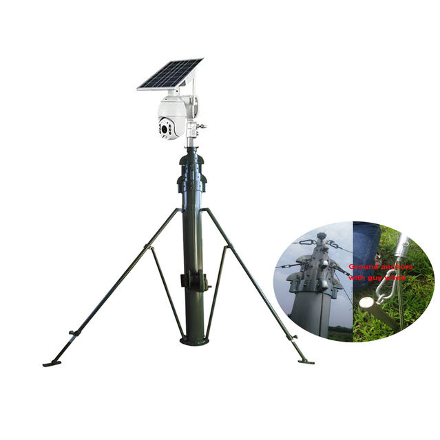 3m Easy Carrying Aluminum Tripod with Hand Crank Telescoping Mast for CCTV PTZ Camera Stand