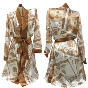 Модный роскошный халат для девушек Ночное платье унисекс из 100% шелка Ночное платье