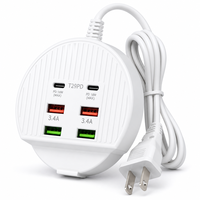 Support de charge en laiton 6-en-1, nouveau modèle, 10A 2A4C, multi-ports USB, tête de charge pour téléphone 2.1A, prise universelle de voyage essentielle