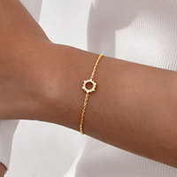 Bracelet en acier inoxydable de style tendance avec zircon en forme de tournesol plaqué or 18 carats, bijou de charme pour femmes