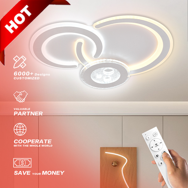 Modern Luxury Round Acrylic LED Ceiling Light for Living Room Fashionable Tuya Smart Wifi Dimmable Remote Control