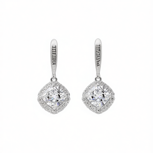 Orecchini Tiffany con Diamanti Taglio Principessa in Oro Bianco, Colore D, Certificati GIA, Stile Classico da Donna per Matrimonio - Product Image 1