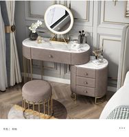 Ensemble coiffeuse et chaise en bois avec miroir, design luxueux, style simple, plateau en marbre blanc couleur personnalisée