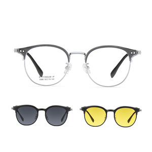 Lunettes de soleil rondes en titane bêta Ip 5588 50-19-145, verres magnétiques unisexes pour adultes, protection UV 100% - Product Image 1