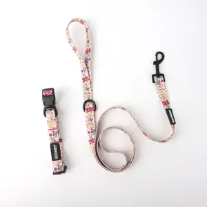 Fabricante dog leash poliéster fivela designer treinamento pvc personalizar martingale impresso dog collar set