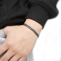 Bracelet gourmette cubaine en acier inoxydable martelé, oxydé, finition bronze vieilli, fermoir mousqueton, bijoux pour hommes, vente en gros, personnalisable OEM