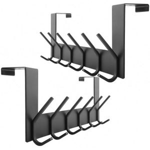 Over the Door <b>Hooks</b> Hanging Clothes Hat <b>Towel</b> Coat Hanger 6 <b>Hooks</b> Behind Back of Garage Door Stainless Steel Modern <b>Towel</b> Racks - Product Image 1