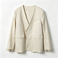 Blazer sur mesure pour femme en lin et mélange lin-coton, coupe décontractée, un bouton, veste de costume, fabrication en gros, marque privée