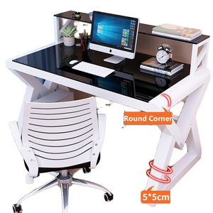 Yq โต๊ะกระจกนิรภัยตลอดไปโต๊ะคอมพิวเตอร์เฟอร์นิเจอร์สำนักงานพร้อมชั้นวางหนังสือไม้ DNZ112204รุ่นสำหรับใช้ในบ้านสำนักงาน - Product Image 4