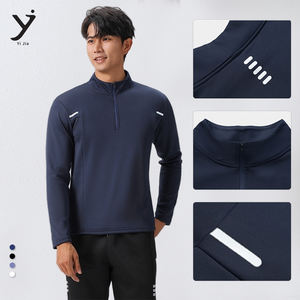 Half Zip Sweatshirt for <b>Men</b> Gym Shirts Quick Dry Workout <b>Compression</b> Training <b>Tops</b> Running Sweat-wicking Sports Wear - Product Image 2
