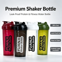 Bouteille shaker en plastique écologique sans BPA, 600 ml, avec logo personnalisé, pour protéines, eau, sport, fitness et gym.