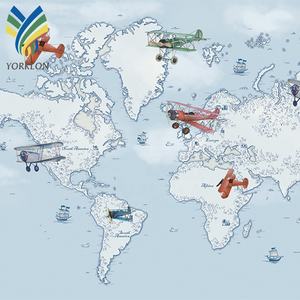 Papier peint mural YKER 035 pour décoration de maison, fond bleu argenté, rouleaux, chambre d'enfant - Product Image 2