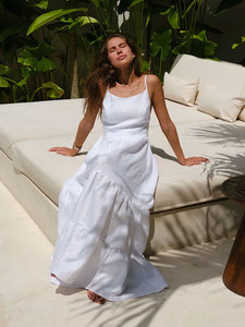 Vestido con tirantes, sexy, sin espalda, con cordones, súper largo, estilo pastel - Product Image 6