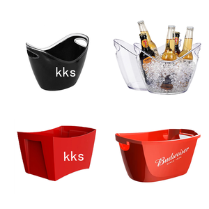 Nouvelle conception, couleur et taille personnalisées, petit seau à glace en plastique transparent à double poignée pour la bière russe Abbey's <span class=keywords><strong>Erdinger</strong></span> Imperial - Product Image 3