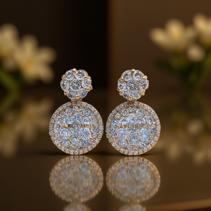 Orecchini Monetica con Diamanti Placcati in Oro, Taglio Brillante Rotondo, Colore G, Diamanti Naturali, Gioielli di Lusso da Sposa per Donne - Product Image 2