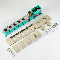 Robinet de douche thermostatique encastré Weihao en laiton brossé doré non revêtu, kit de finition mural pour salle de bain