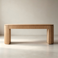 Console moderne en chêne cannelé, table d'entrée/couloir en bois massif nervuré
