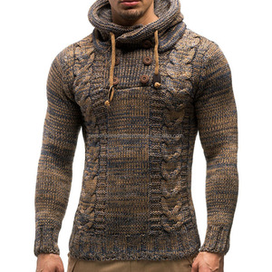 <span class=keywords><strong>Pull</strong></span> en tricot à manches longues pour hommes <span class=keywords><strong>Pull</strong></span> coupe ajustée pour hommes <span class=keywords><strong>Pull</strong></span> à capuche en tricot épais décontracté - Product Image 5