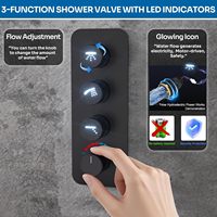 Système de Douche Double à 4 Poignées Honajo, Pommeau de Douche Pluie LED 26x16, Pommeau Latéral 6 Pouces, Icônes Lumineuses, Robinet Diverter 3 Voies