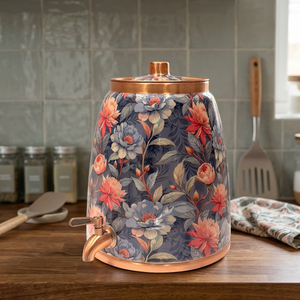 Distributeur d'eau chaude et froide en cuivre avec motif floral et robinet, réutilisable, garantie de 3 ans pour usage domestique - Product Image 6