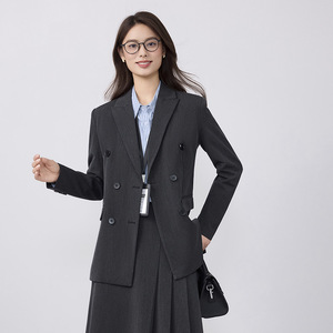 Women's Suit Set Double Breasted Long Skirt Full Sleeve Worsted Anti Wrinkle Office Lady Spring Style - Product Image 4