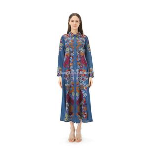 Robe d'été décontractée en coton et rayonne pour femme, col en V, broderie, taille naturelle, style plage, collection Europe - Product Image 1