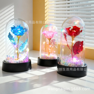 Creative Artificial Rose Night Light Acrylic Globe <b>Lamp</b> Preserved Flower Decor Valentine's Gift Tap Control USB Powered - Product Image 3