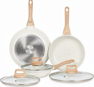 ESLITE LIFE Juego de Sartenes Antiadherentes con Tapas de Vidrio, Aptas para Lavavajillas, Compatibles con Estufas de Gas/Eléctricas/Inducción, Libres de PTFE/PFOA - Product Image 1