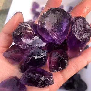 高品质天然深紫色石英紫水晶粗生水晶石珠宝价格