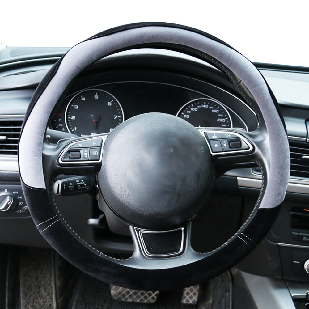 Мягкая замшевая оплетка на руль автомобиля, оплетка на руль автомобиля, кожаный чехол 38 см для руля