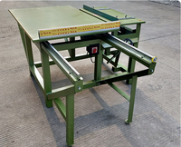 Scie circulaire solide horizontale pour le travail du bois de meubles avec table de poussée de guidage et fonction de coupe d'angle à 45 degrés